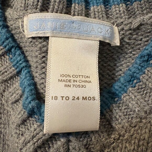 Janie and Jack Gray Cable Knit Sweater Vest 18-24 Months - Picture 2 of 3